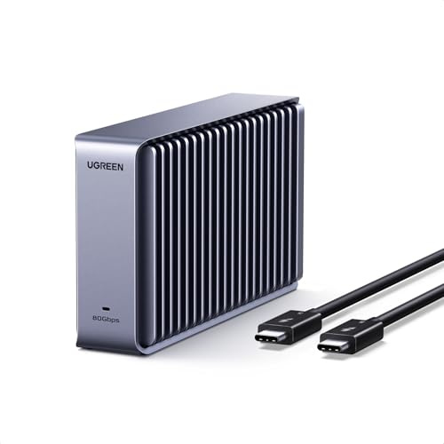UGREEN 80Gbps M.2 NVMe SSD Enclosure for Thunderbolt 5/USB4, Up to 7000MB/s | Fanless Aluminum Case with Dual-Sided Heat Sink for M5 Pro/Max and M4 Pro/Max MacBook Pro, M4 Pro Mac mini (SSD Not Included)