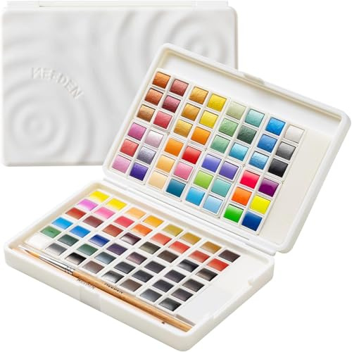 MEEDEN Aquarellfarben Set 96 Farben, Wasserfarben Set mit Abnehmbaren Blöcken, Palette und Aquarellzubehör, Watercolorset Künstlerbedarf für Einsteiger und Profis