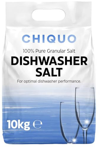 Chiquo Dishwasher Salt 10kg – High-Purity Granular Salt for Superior Limescale Defense – Keeps Machines Clean & Glassware Sparkling – Universal Compatibility