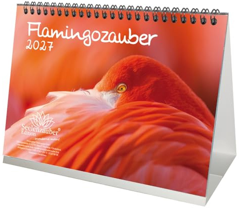 Flamingozauber DIN A5 Tischkalender für 2027 Flamingo - Seelenzauber