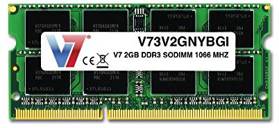 V7 Memory RAM Memory Module for Laptops 2 GB / 1066 MHz / CL7 / SODIMM / 204-Pin / DDR3