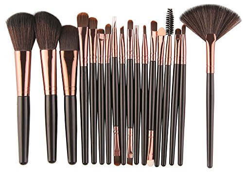 IMJONO Professional 18 pièces Maquillage Set de Brosse Maquillage Doux Kit de Toilette Set de Brosse de Maquillage de Laine pinceaux(Noir)
