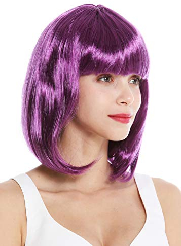 WIG ME UP - 0073-3-ZA54 Perücke Damenperücke Karneval schulterlang Longbob Bob glatt Pony Lila