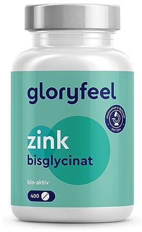 Zinc 25mg - 400 Tabletas (+1 año) - Bisglicinato de Zinc puro (Quelato de Zinc) - Zinc elemental de alta biodisponibilidad - Probado en laboratorio en Alemania
