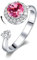 DYD Ring Silber Damen, Rotierende Geburtsstein Ring Platin für Damen Kristall Ringe, Ring Schmuck Größe (White-Oct)