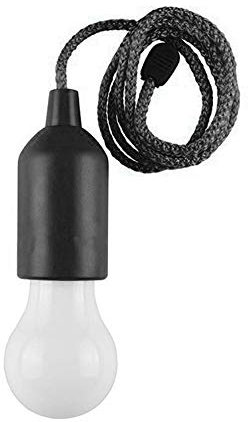 Lámpara LED con cable de tirón, funciona con pilas para colgar al aire libre, lámparas de tienda de campaña para armario, dormitorio, escaleras, niños, habitación, patio, camping, multicolor (negro)
