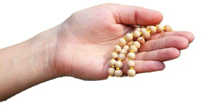 Tulsi Heiliges Basilikum Japan Mala 108 Perlen – hochwertige Tulsi-Holzperlen Gebetskette Subha Rosenkranz Mala 7mm to 8mm Natürliche Holzfarbe.
