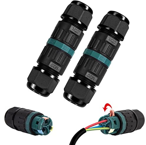 2 connettori per cavo impermeabile IP68, connettore per cavo impermeabile a 3 pin, connettore per cavo da 5 a 12 mm di diametro, scatola di giunzione a 2 vie impermeabile IP68 per giardino, confezione