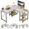 Bestier L-förmiger Schreibtisch mit Regalen Reversibel Eckschreibtisch 220CM Industrieller Langen Tisch Stabil Schreibtisch L Form Computer Workstation mit 3 Kabellöchern