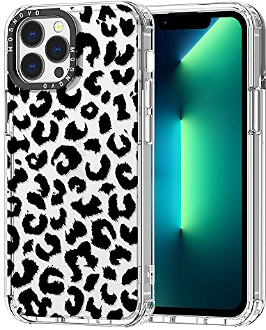 MOSNOVO für iPhone 13 Pro Max Hülle – Durchsichtige, schlanke, stoßfeste TPU+PC-Handyhülle, [6,6 Fuß Fallschutz/Anti-Abziehen] - Schwarzer Leoparden-Print
