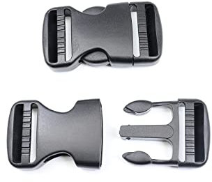 BAIWOAK Seitliche Schnalle, 15 mm/20 mm/25 mm/32 mm/38 mm/50 mm, Kunststoff-Schnappschnalle, Clips, Rucksack-Ersatzschnalle für Gurt, Schwarz, 32mm-2Sets