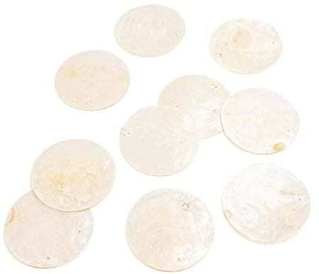 Vintageparts Capiz Muschelscheiben in cremeweiß 40 mm 10 Stück zum Schmuck selber basteln