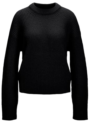 JJXX Damen Jxember Fluffy Crew Neck Knit Noos Strickpullover, Schwarz ,M