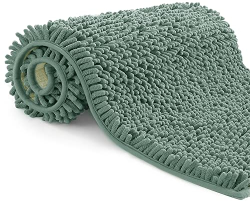 Poligono Badezimmerteppich,rutschfest waschbar,Badteppich Mikrofaser Saugfähig Badvorleger Duschvorleger,70x120cm,Aqua Grün