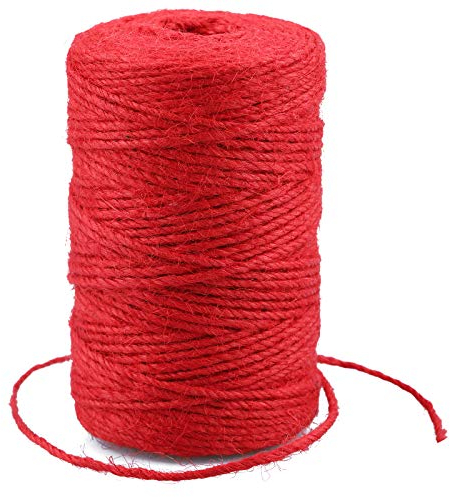 G2PLUS 100M Naturale Iuta Spago,Cordino di Iuta,Spago di Iuta 2MM Spago da Giardinaggio Spago per Bomboniere Corda di Iuta a 4 Capi per Giardinaggio,Confezioni Regalo,Piante(Rosso)