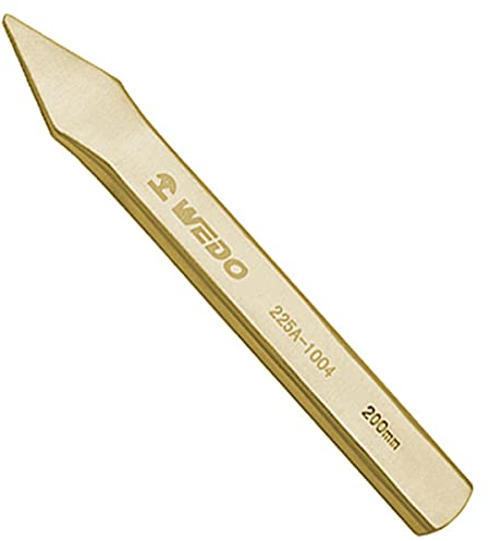 WEDO Burin plat de précision, sans étincelle, dimensions : 4 x 6 mm, longueur : 140 mm, aluminium bronze, burin à carrelage pour couper, poser et enlever, DIN 133, certificat BAM/FM