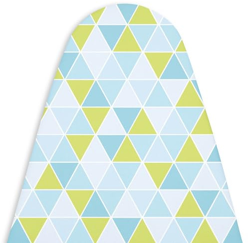 Encasa XO Ironing Board Covers, Large, 125x39 cm, Thick Felt Pad | Cotton Fabric, 5mm Fiber Pad | Bungee Elastic Cord & Lock Clip | Scorch & Heat Resistant | Steam Permeable, Triangles Aqua