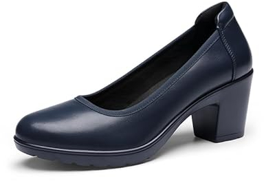 DREAM PAIRS Damen Chunky Geschlossene Zehe Niedrige Blockabsätze Arbeit Pumps Bequeme Runde Zehe Kleid Hochzeitsschuhe,Size 41,Blau/Navy,SDPU2230W-E