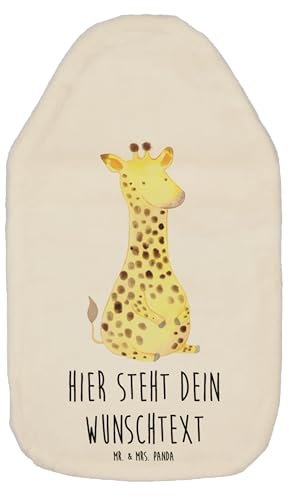 Mr. & Mrs. Panda Personalisierte Wärmflasche Giraffe Zufrieden - Weiß
