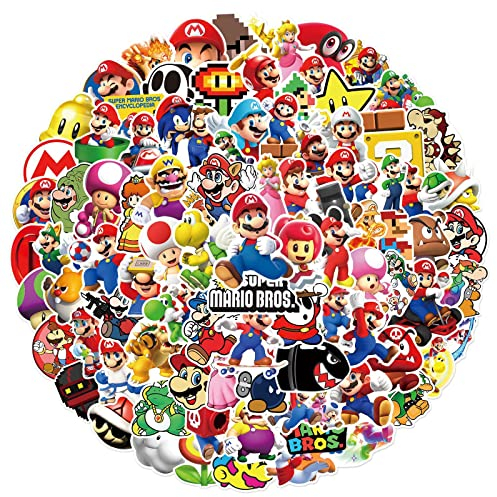 100 Stück Super Mari-Aufkleber, Cartoon-Mari-Bros-Aufkleber, Geschenke für Kdis, wasserdichter Vinyl-Aufkleber für Teenager, Jungen, Laptop, Reiseetui, Computer, Skateboard (10000 Stück Mari)