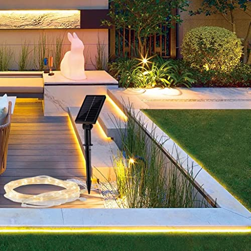 Arnusa Solar Lichtschlauch 5m warmweiß 1200 mAh 3,7V Akku vollvergossen Lichterschlauch LED Schlauch wasserdicht Rasenkante Solar Seil