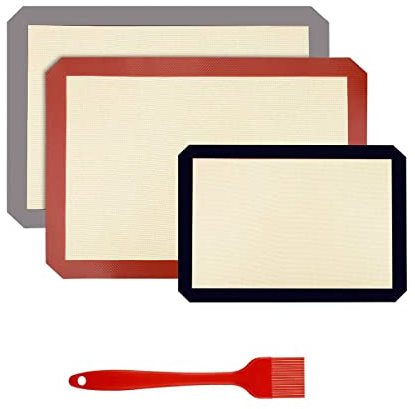 CRTEPST Set di 4 tappetini da forno in silicone, riutilizzabili, resistenti al calore, senza BPA, sicurezza della lavastoviglie, PIG-009A