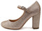 City Classified Comfort Women's Closed Toe Ankle Strap Block Heel, Rose Gold Glitter, 5.5
