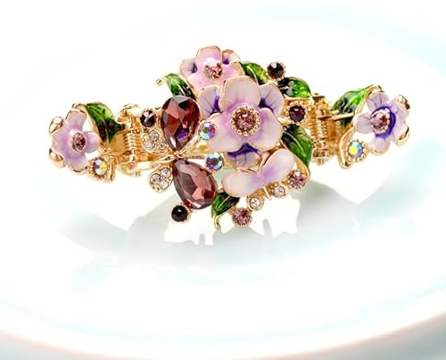 HXSCOO Emaille Haar Klaue Blume Strass Haar Clip Zubehör Bankett Haarnadeln for Frauen Charme Haarnadel Schmuck (Color : Lila)