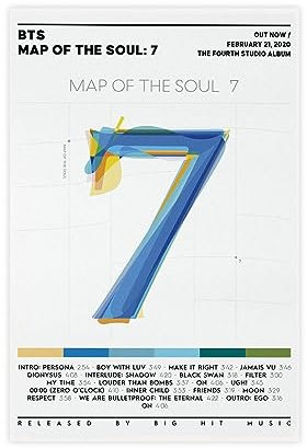 K-Pop BTS Poster Map of The Soul 7 Album Cover Poster Leinwand Poster Schlafzimmer Dekor Sport Landschaft Büro Zimmer Dekor Geschenk 40 x 60 cm
