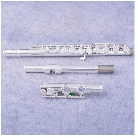 Querflöte Instrument 16 Tasten, Geschlossene Löcher, C-Ton-Flöte, Versilberte Linkshänder-Flöte Mit E-Klappen