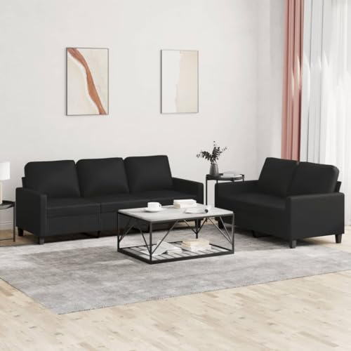 LAPOOH 2-TLG. Sofagarnitur mit Kissen Schwarz Kunstleder, Sofa Mit Relaxfunktion, Couchgarnitur, Wohnzimmer Sofa, Couch, Sofa Set 3201418