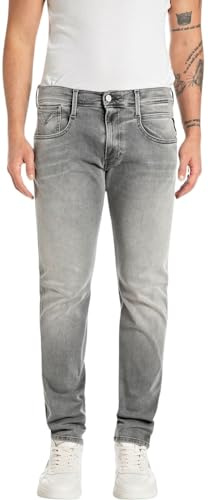 Replay Herren Jeans Anbass Slim-Fit Hyperflex mit Stretch, Grau (Medium Grey 096-1), 28W / 34L