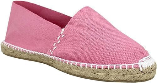 HECHO EN ESPAÑA - Espadrillas classiche di Sparto - Tela - Suola in iuta con gomma, Rosa, 40 EU