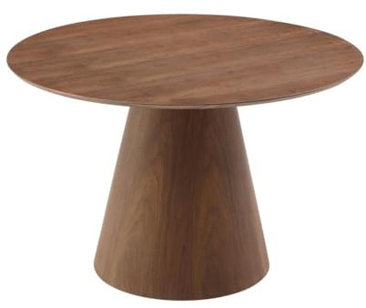 Vente-unique - Table à Manger Ronde 4 Personnes placage Noyer - Naturel foncé - ANTALIZA