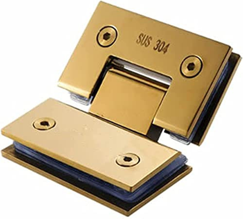 charnière de porte en verre, Pince de porte de charnière de porte en verre de douche robuste, salle de bains, charnières pivotantes, clip de porte en verre de douche de couleur or brossé, quincailleri
