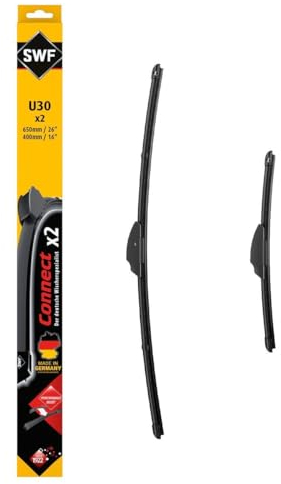 SWF Connect Wischer – U30 – Kit Aus in Deutschland Hergestellten Flachbalkenwischern Für Optimale Wischleistung 650mm/400mm – Vorne – 2er-Set, Black