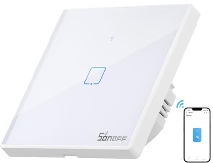 SONOFF T2EU1C Interruptor Mural para Control de Luces Inalámbrico por RF Wi-Fi Inteligente, Interruptor de Tipo 86 de 3 Canales para Automatización Domótica, Compatible con Alexa, Google Home