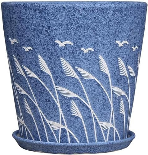 LWLYLCHBM Maceta de cerámica mediana de gama alta para plantas verdes, creatividad, maceta de plástico con bandeja, 21 cm