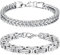 LOCCY Armband Herren, 2 Stück Silber Edelstahl Herrenarmbänder Panzerkette Armband Königskette Armband Figaro Armband Glieder Link Armkette für Männer Jungs (Set 4 Silber-4mm, Zentimeter, 21)