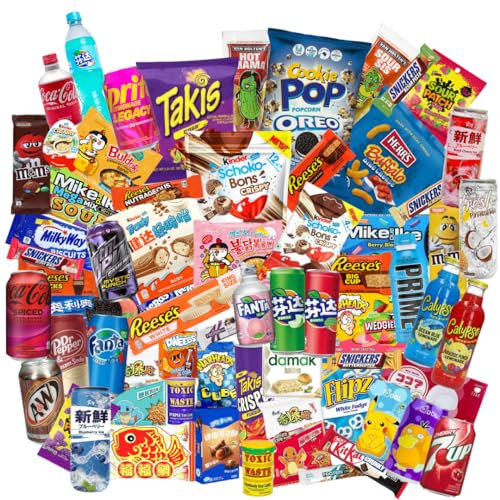Amerikanische - Asiatische - Koreanische Süßigkeiten - Zufällige Getränke & Snacks - XXL Mix Box - Leckereien aus aller Welt - 7x EINWEG
