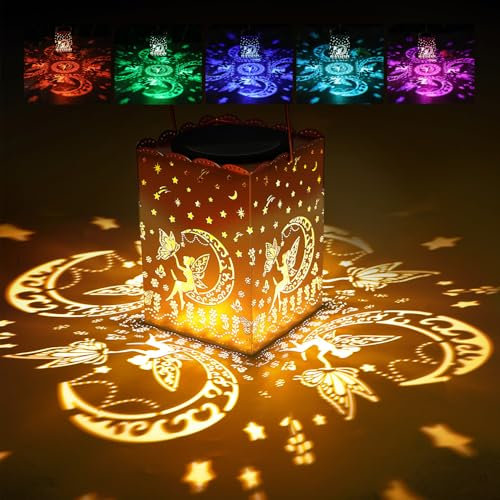AGPTEK Farolillos Solares Exterior, Farol Solar Exterior Jardin Impermeables Decoración Mágica Duende, Mariposa de Hadas RGB Lámpara Solar de Balcón Patio Terrazas Hogar Navidad Cumpleaños Regalo