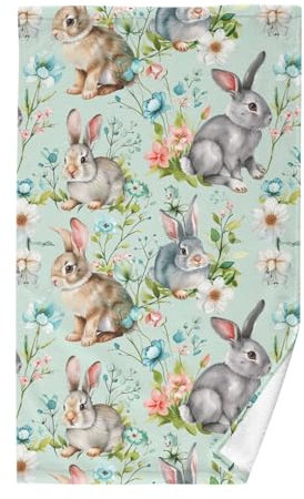 CHIFIGNO Dekorative Handtücher, 40,6 x 71,1 cm, Aquarell, Osterhasen mit Blumen, Gästebad, Handtücher, Baumwolle, Küchenhandtücher, weiche Gesichtshandtücher