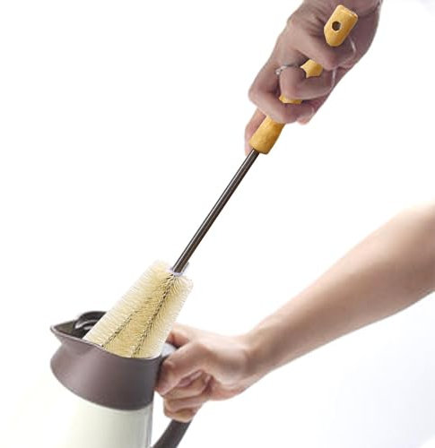 Spazzola detergente per bottiglie d'acqua, spazzola per biberon con testa a forma di L - Spazzole per la pulizia di bottiglie a 360 gradi per bicchiere di vino, tazza di acqua, bollitore
