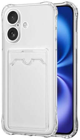 SDTEK Coque pour iPhone 16 Couverture Transparente Gel Absorbant Chocs Porte-Carte Protection Anti-Chute