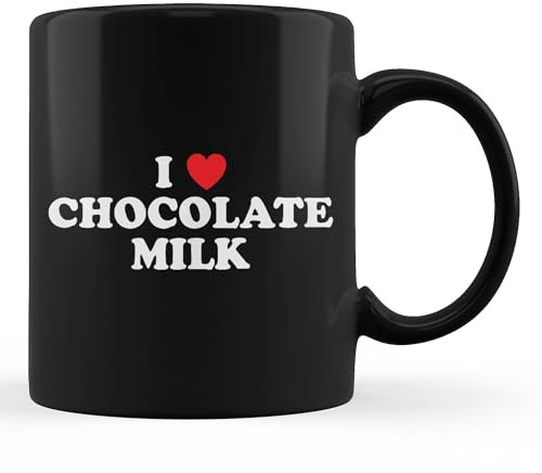 Bedrucken Becher Ich Liebe Schokoladenmilch-Herz-Leckeres Getränk Weiß Mit Henkel Becher Dekorativer Keramikbecher Tragbar Keramiktassen Für Büro Haus 330Ml