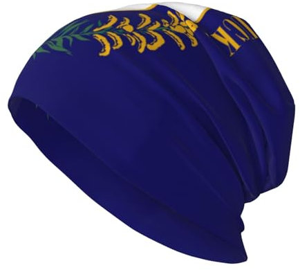 EdWal Beanie-Mütze mit Kentucky-Staatsflaggen-Druck, warme Wintermütze, gestrickt, lässig, weich, hautfreundlich, für Damen und Herren, Schwarz, Schwarz , Einheitsgröße