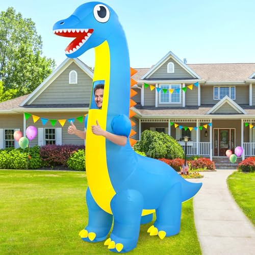 Danxilu Aufblasbares Dinosaurierkostüm für Erwachsene Aufblasbares Ganzkörper-Halloweenkostüm für Männer und Frauen Lustiger Drache mit Langem Hals für Cosplay-Partys, Tierthema, Maskerade