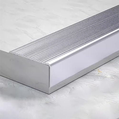 Treppenkantenprofil aus Metall, 7 cm breit, L-förmiger Stufenschutz für Laminat, Fliesen, Marmor, rutschfeste Übergangsleiste für Innen- und Außenbereiche