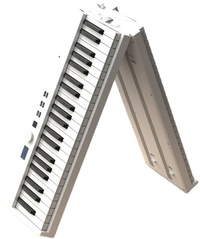 Tastiera Elettronica Professionale Strumento Professionale Portatile 88 Tasti Pianoforte Pieghevole Pianoforte Elettronico Casa(White)