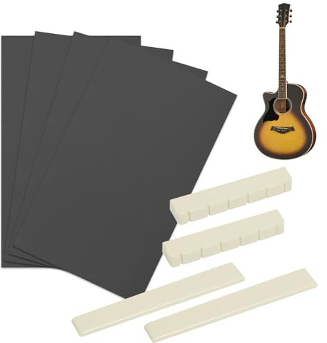 Annlpoy 2 Set aus echtem Knochen Gitarre Brücke Sattel und Stegmuttern für Klassische Gitarren - gitarre brücke sattel datei set für Verbesserten Klang
